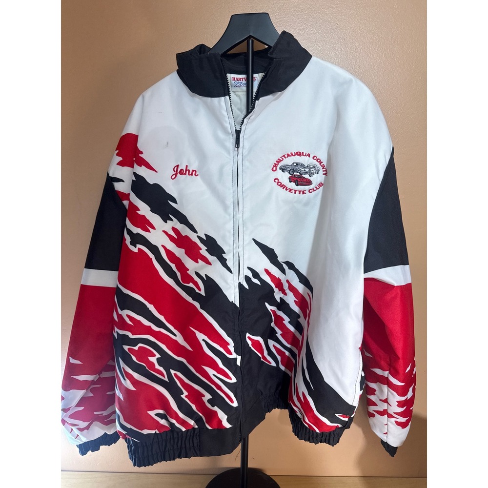 Vintage Hartwell Sports Chautauqua County Corvette Club Jacket Mens Large Red